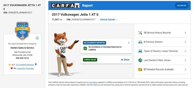 2017 Volkswagen Jetta 1.4T S - GOOD SERVICE HISTORY - LOW MILES Webster MA 2017 Volkswagen Jetta 1.4T S - GOOD SERVICE HISTORY - LOW MILES Webster MA