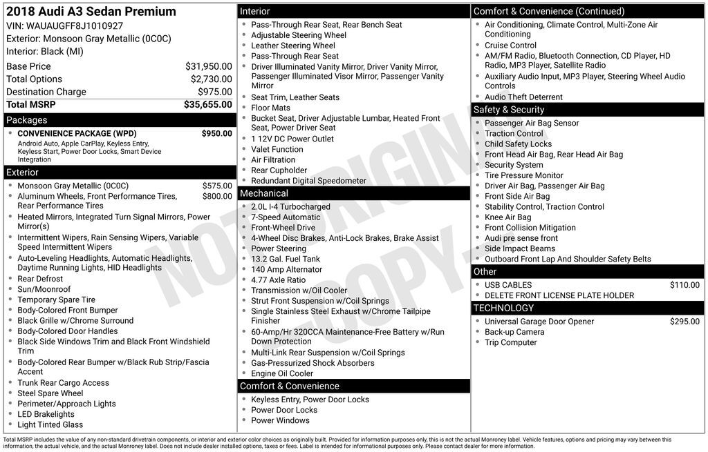 2018 Audi A3 2.0T Premium Lakeland FL