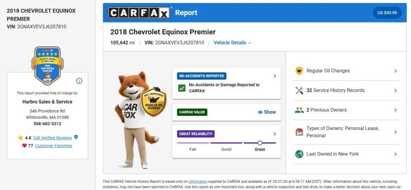 2018 Chevrolet Equinox Premier Webster MA 2018 Chevrolet Equinox Premier Webster MA