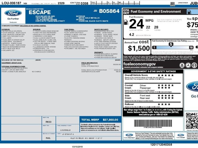 2018 Ford Escape SE 4WD 2018 Ford Escape SE 4WD