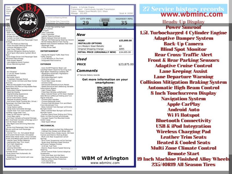 2018 Honda Accord 1.5T Touring FWD 2018 Honda Accord 1.5T Touring FWD