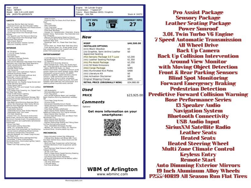 2018 INFINITI Q60 3.0t LUXE AWD 2018 INFINITI Q60 3.0t LUXE AWD