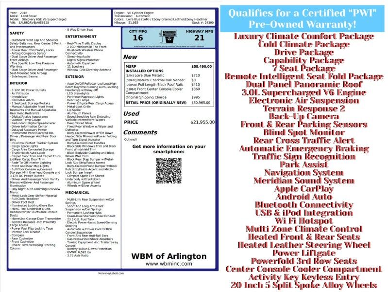2018 Land Rover Discovery V6 HSE Luxury AWD 2018 Land Rover Discovery V6 HSE Luxury AWD