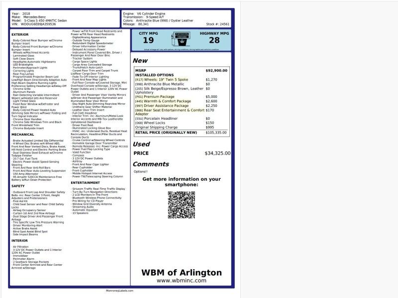 2018 Mercedes-Benz S-Class S 450 4MATIC AWD w/ Premium Package 2018 Mercedes-Benz S-Class S 450 4MATIC AWD w/ Premium Package