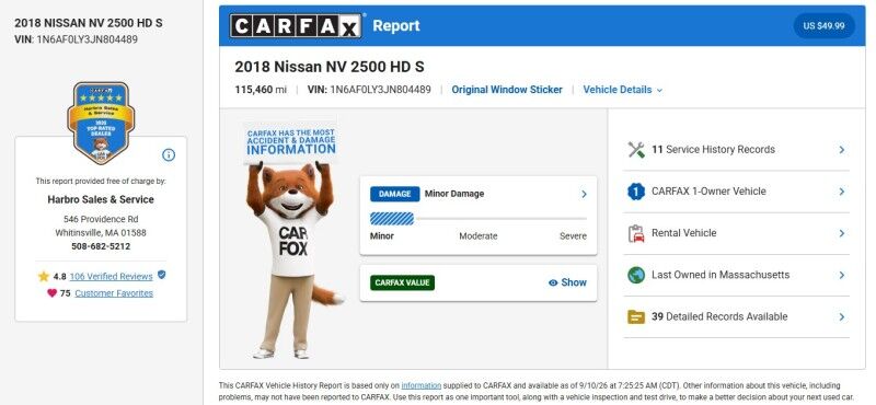2018 Nissan NV Cargo S Whitinsville MA 2018 Nissan NV Cargo S Whitinsville MA