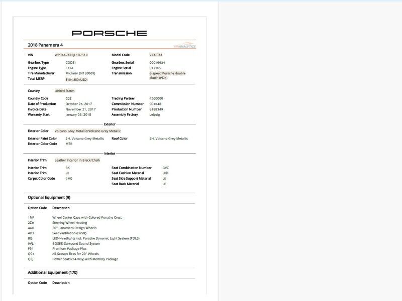 2018 Porsche Panamera 4 AWD 2018 Porsche Panamera 4 AWD