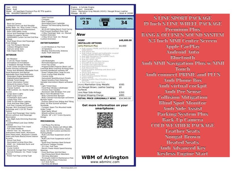 2019 Audi A5 Sportback quattro Premium Plus 45 TFSI 2019 Audi A5 Sportback quattro Premium Plus 45 TFSI