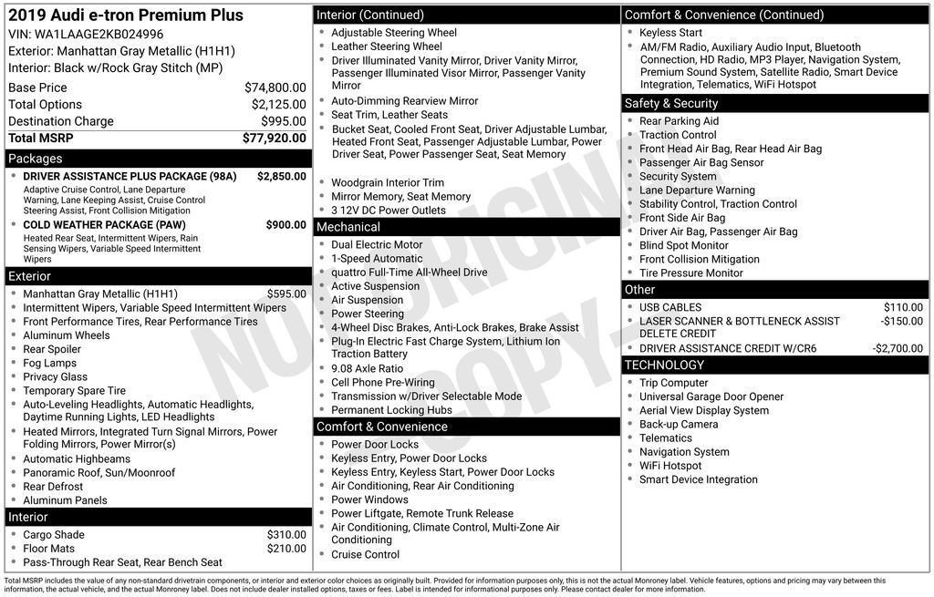 2019 Audi e-tron Premium Plus Lakeland FL