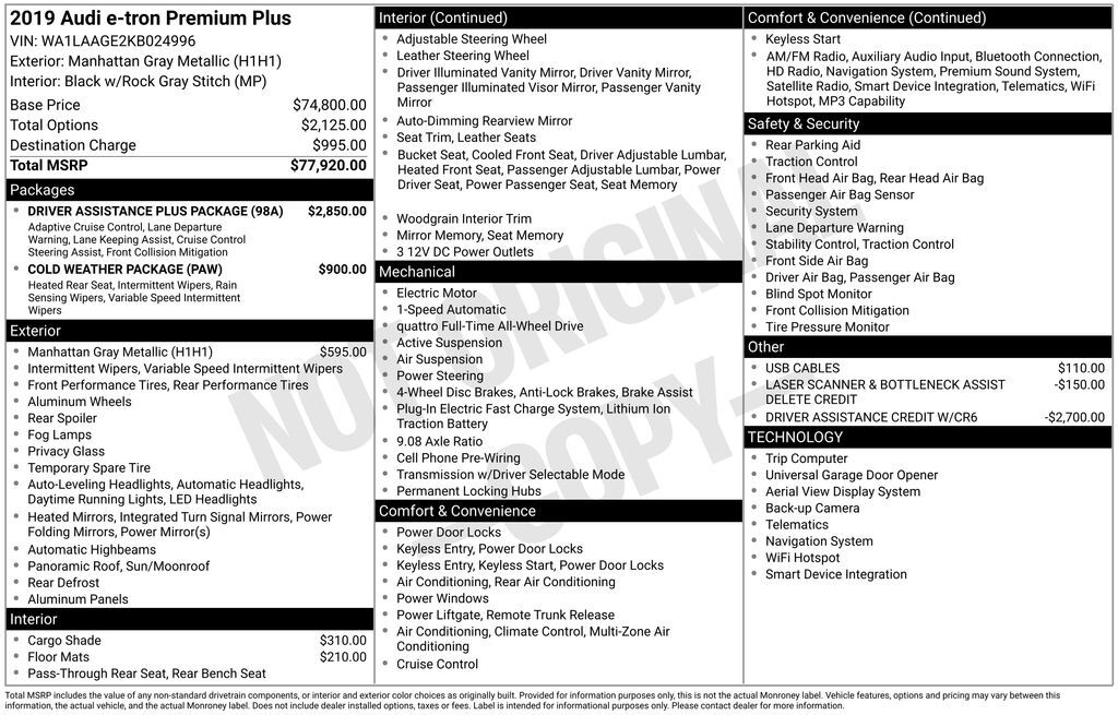 2019 Audi e-tron Premium Plus Lakeland FL