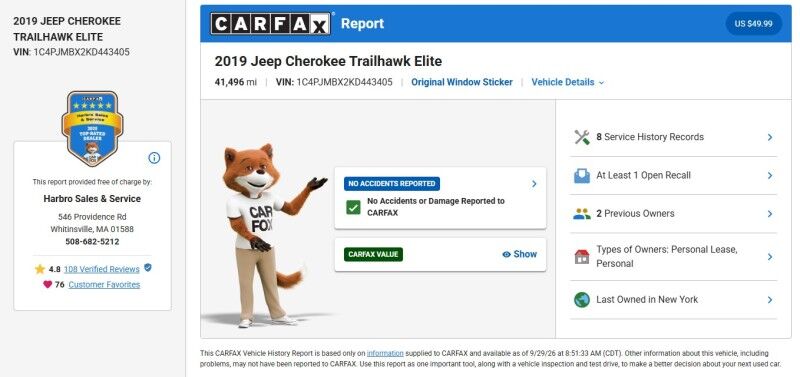 2019 Jeep Cherokee Trailhawk Elite Webster MA 2019 Jeep Cherokee Trailhawk Elite Webster MA