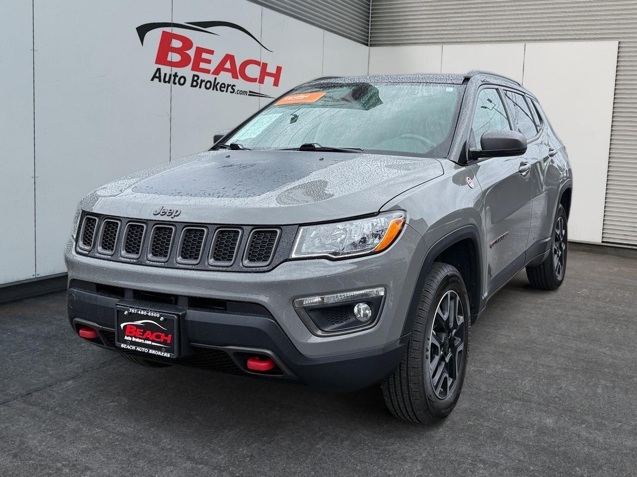 2019 Jeep Compass Trailhawk, FULL SUNROOF WITH POWER FRONT AND FIXED REAR, BACKUP CAMERA, EXTERIOR MIRRORS WITH TURN SIGNALS, HEATED FRONT SEATS, HEATED STEERING WHEEL, REAR RED TOW HOOKS, REAR WINDOW DEFROSTER, APPLE CARPLAY/ ANDROID AUTO, 5 STAR SAFETY RATINGS, THIS 2019 Jeep Compass Trailhawk, FULL SUNROOF WITH POWER FRONT AND FIXED REAR, BACKUP CAMERA, EXTERIOR MIRRORS WITH TURN SIGNALS, HEATED FRONT SEATS, HEATED STEERING WHEEL, REAR RED TOW HOOKS, REAR WINDOW DEFROSTER, APPLE CARPLAY/ ANDROID AUTO, 5 STAR SAFETY RATINGS, THIS