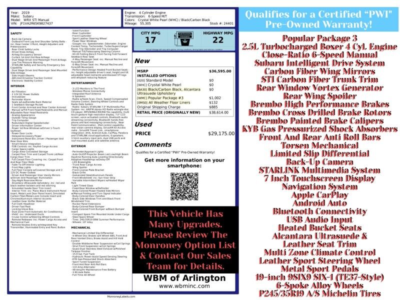 2019 Subaru WRX STI AWD 2019 Subaru WRX STI AWD