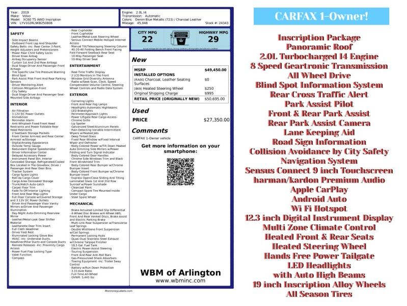 2019 Volvo XC60 T5 Inscription AWD 2019 Volvo XC60 T5 Inscription AWD