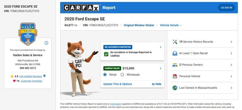 2020 Ford Escape SE Whitinsville MA 2020 Ford Escape SE Whitinsville MA