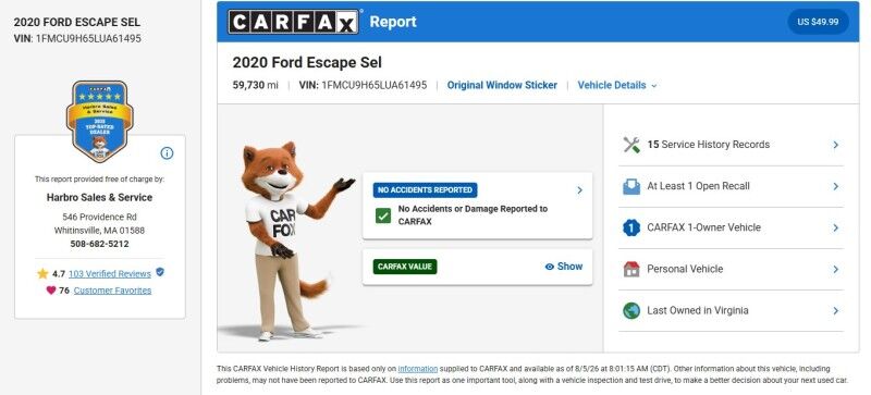 2020 Ford Escape SEL - 1 OWNER - LEATHER - SUNROOF - NAVIGATION Whitinsville MA 2020 Ford Escape SEL - 1 OWNER - LEATHER - SUNROOF - NAVIGATION Whitinsville MA