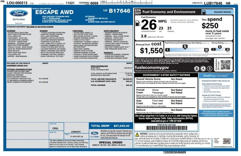 2020 Ford Escape Titanium Webster MA 2020 Ford Escape Titanium Webster MA
