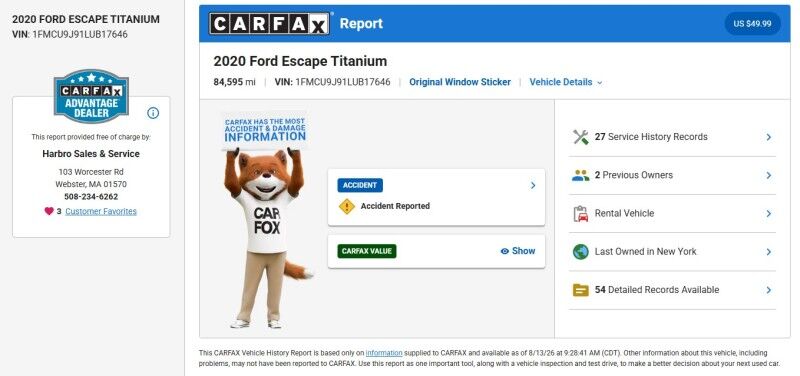2020 Ford Escape Titanium Webster MA 2020 Ford Escape Titanium Webster MA