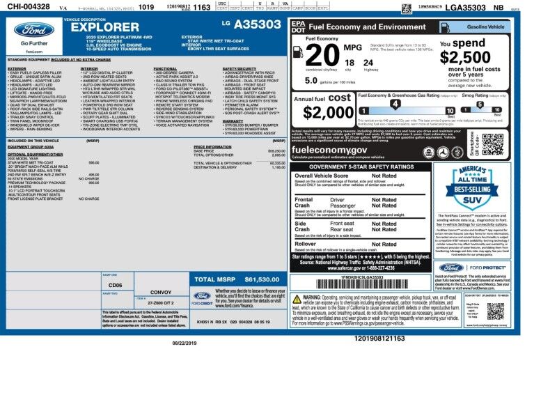 2020 Ford Explorer Platinum 4WD 2020 Ford Explorer Platinum 4WD