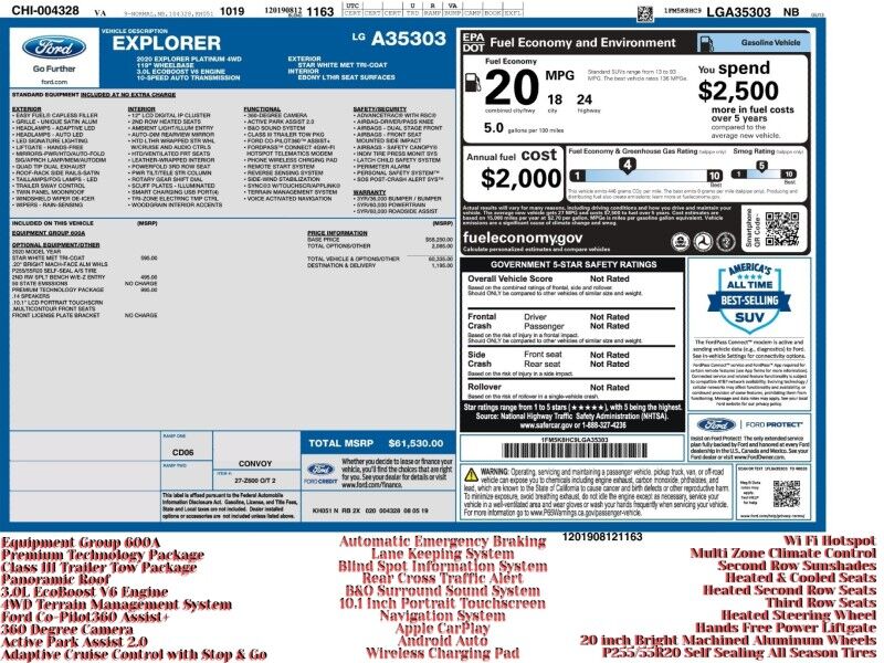 2020 Ford Explorer Platinum 4WD 2020 Ford Explorer Platinum 4WD