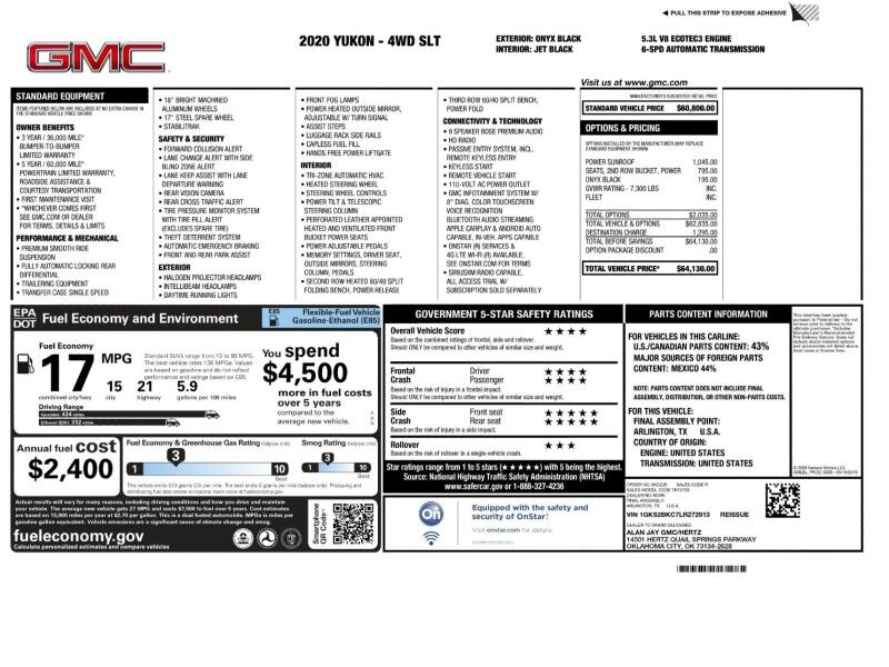 2020 GMC Yukon SLT 4WD 2020 GMC Yukon SLT 4WD