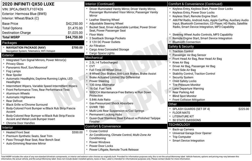 2020 INFINITI QX50 LUXE Lakeland FL