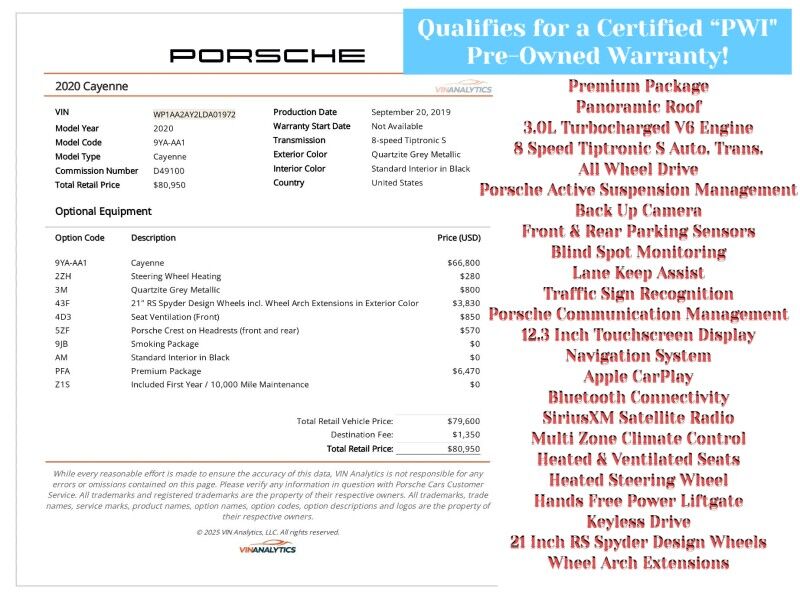 2020 Porsche Cayenne AWD 2020 Porsche Cayenne AWD