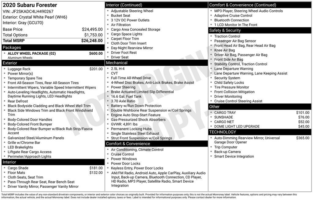 2020 Subaru Forester Base Lakeland FL