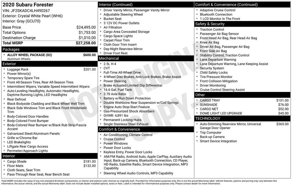 2020 Subaru Forester Base Lakeland FL