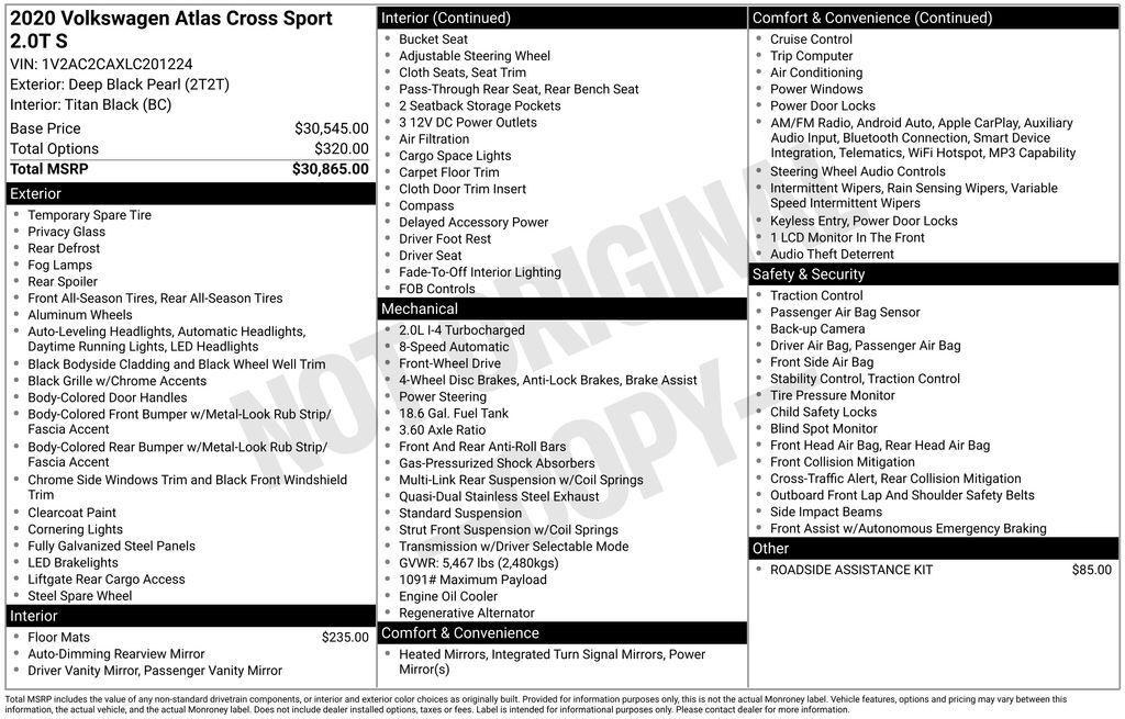 2020 Volkswagen Atlas Cross Sport 2.0T S Lakeland FL