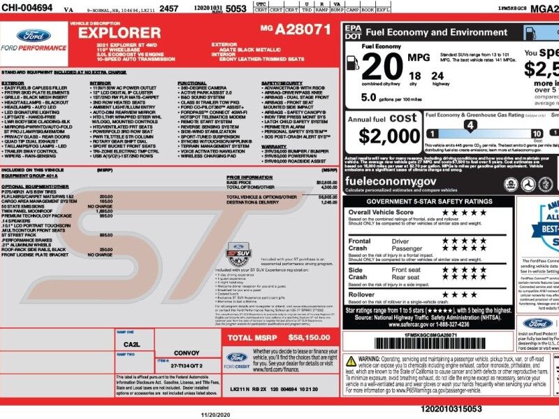 2021 Ford Explorer ST 4WD 2021 Ford Explorer ST 4WD