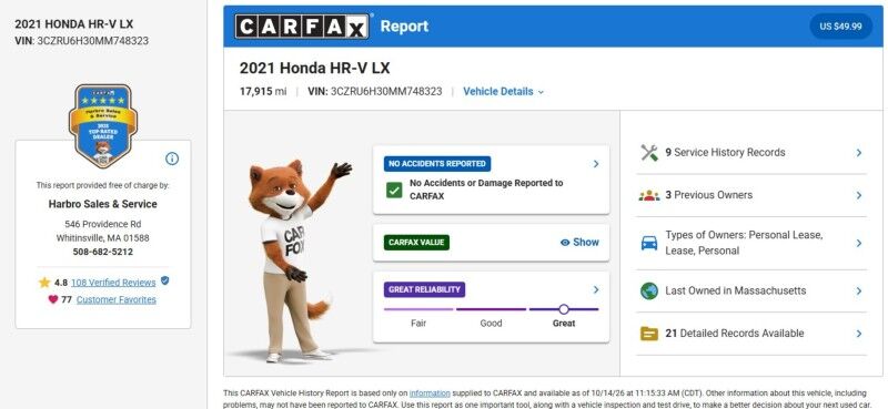 2021 Honda HR-V LX Whitinsville MA 2021 Honda HR-V LX Whitinsville MA
