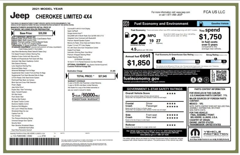 2021 Jeep Cherokee Limited Webster MA 2021 Jeep Cherokee Limited Webster MA