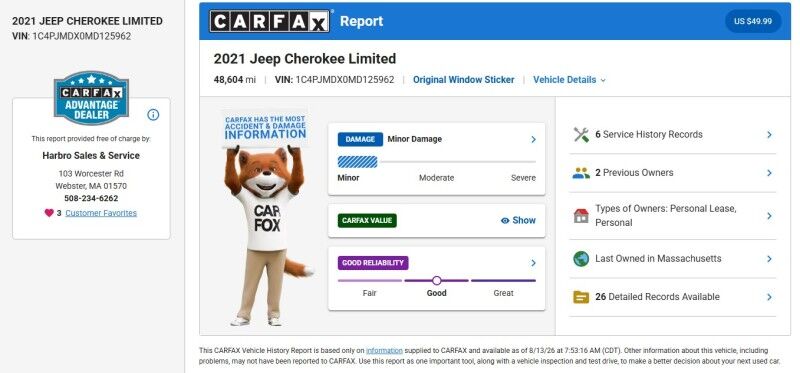 2021 Jeep Cherokee Limited Webster MA 2021 Jeep Cherokee Limited Webster MA