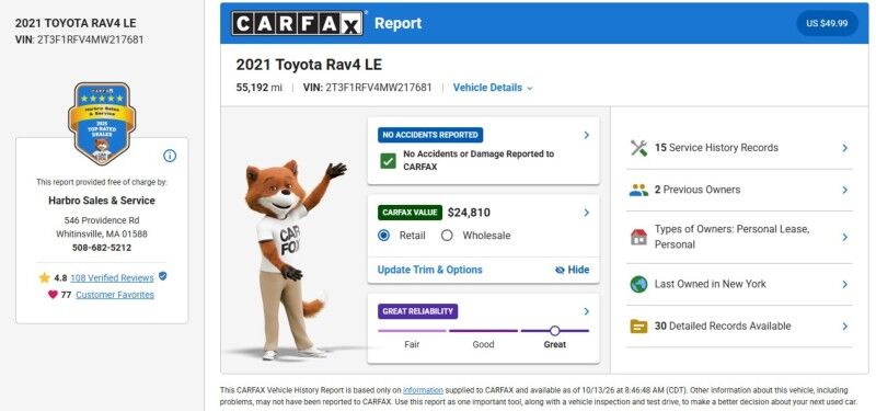 2021 Toyota RAV4 LE Webster MA 2021 Toyota RAV4 LE Webster MA