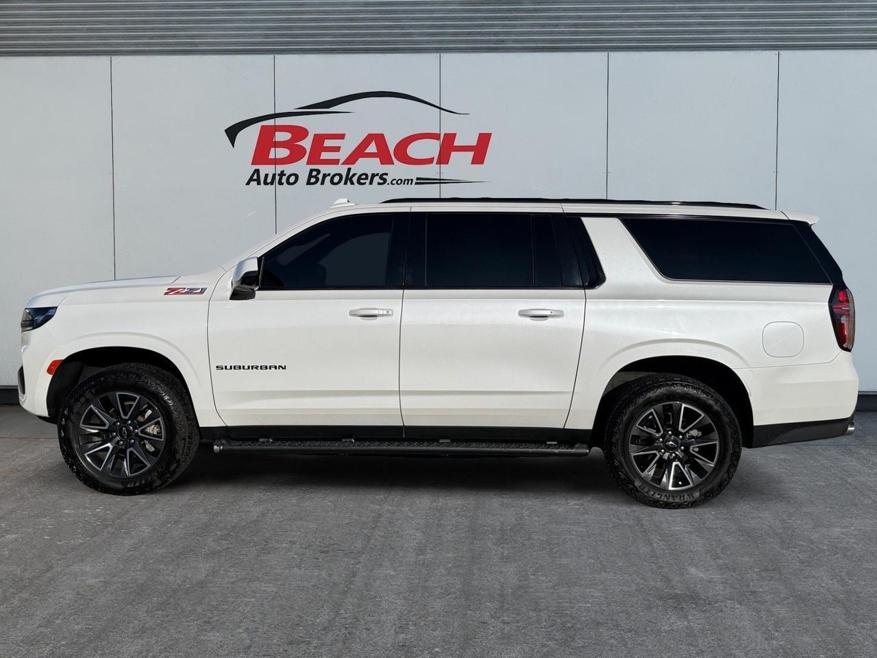 2022 Chevrolet Suburban Z71, HEATED SEATS, HEATED REAR SEATS, RUNNING BOARDS, TV SCREENS, BOSE SPEAKERS, MOONROOF, GARAGE DOOR OPENER, APPLE CARPLAY/ANDROID AUTO, WIFI, POWER LIFTGATE, 3RD ROW, ROOF RACK, ONLY 1 OWNER, CLEAN CARFAX, THIS IS A GREAT FAMILY VEHICLE FOR A GREA Norfolk VA 2022 Chevrolet Suburban Z71, HEATED SEATS, HEATED REAR SEATS, RUNNING BOARDS, TV SCREENS, BOSE SPEAKERS, MOONROOF, GARAGE DOOR OPENER, APPLE CARPLAY/ANDROID AUTO, WIFI, POWER LIFTGATE, 3RD ROW, ROOF RACK, ONLY 1 OWNER, CLEAN CARFAX, THIS IS A GREAT FAMILY VEHICLE FOR A GREA Norfolk VA