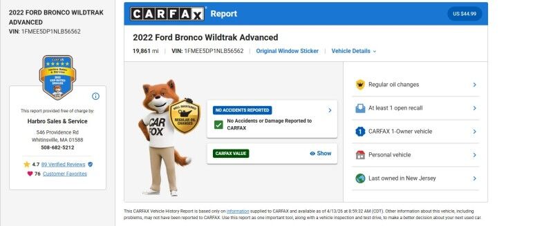 2022 Ford Bronco Wildtrak - LOADED - HARD TOP - $61,815 MSRP Webster MA 2022 Ford Bronco Wildtrak - LOADED - HARD TOP - $61,815 MSRP Webster MA