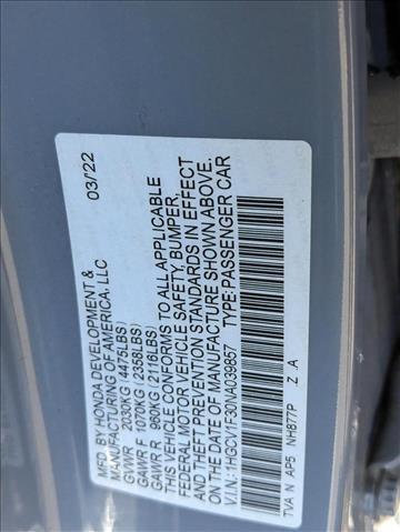 2022 Honda Accord Sedan Sport Roseville CA