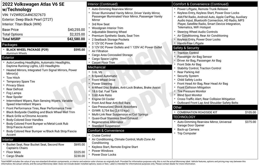 2022 Volkswagen Atlas 3.6L V6 SE w/Technology Lakeland FL