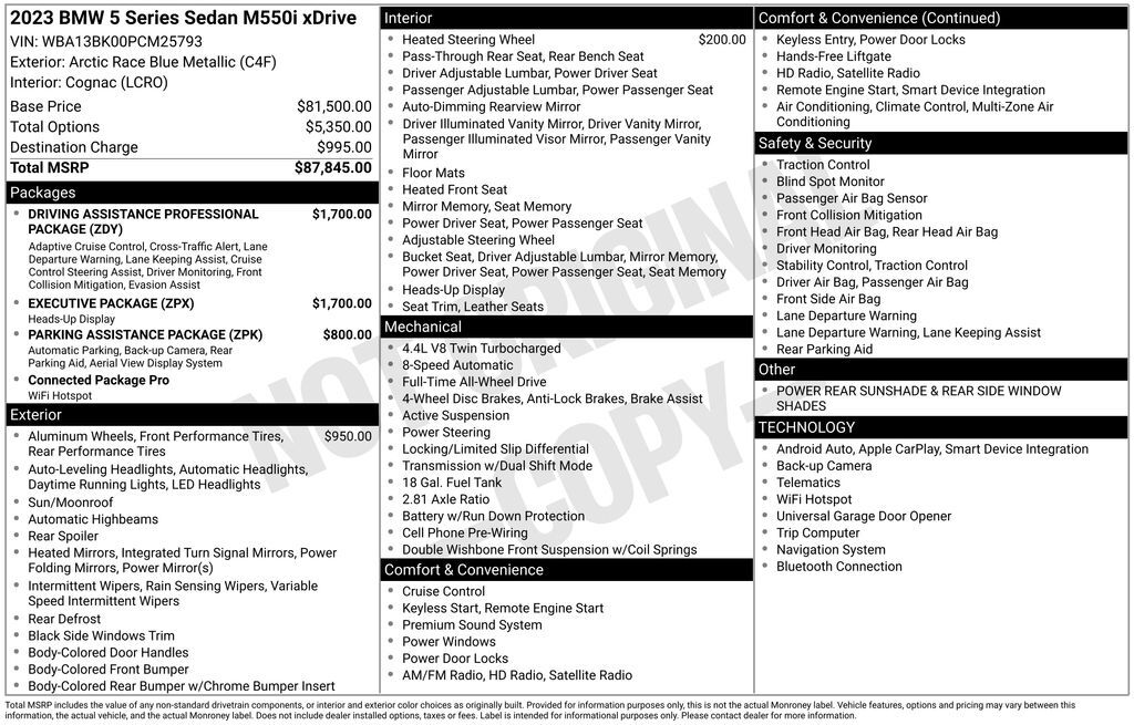 2023 BMW 5 Series M550i xDrive