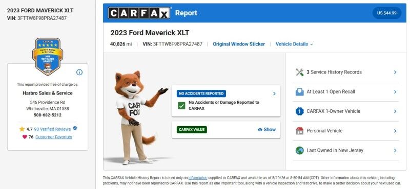 2023 Ford Maverick XLT - 1 OWNER - FX4 - TOW PACK Webster MA 2023 Ford Maverick XLT - 1 OWNER - FX4 - TOW PACK Webster MA