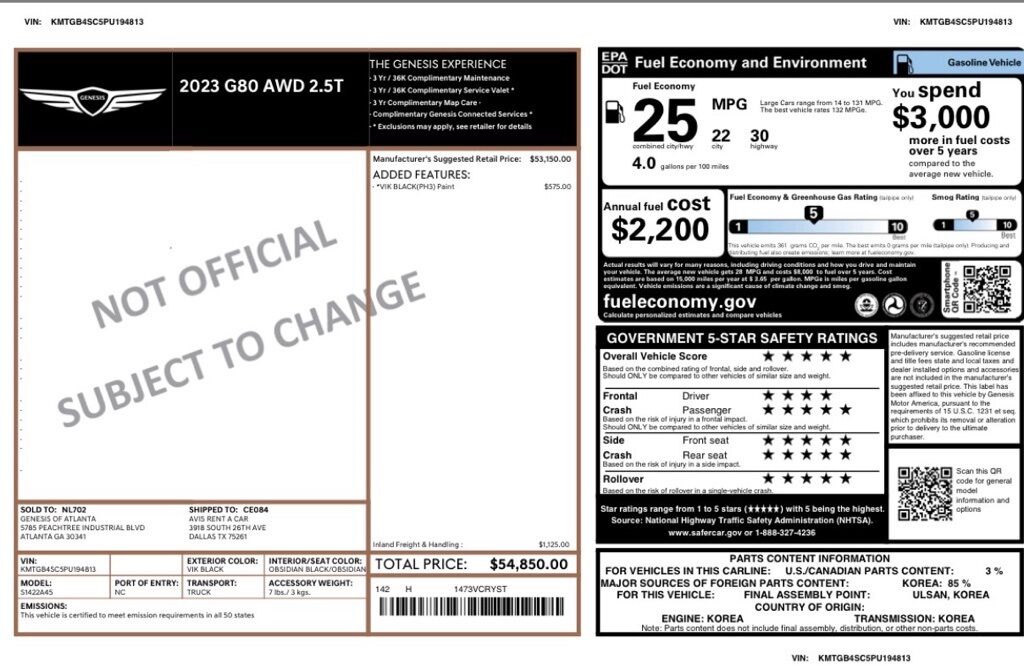 2023 Genesis G80 2.5T Oklahoma City OK