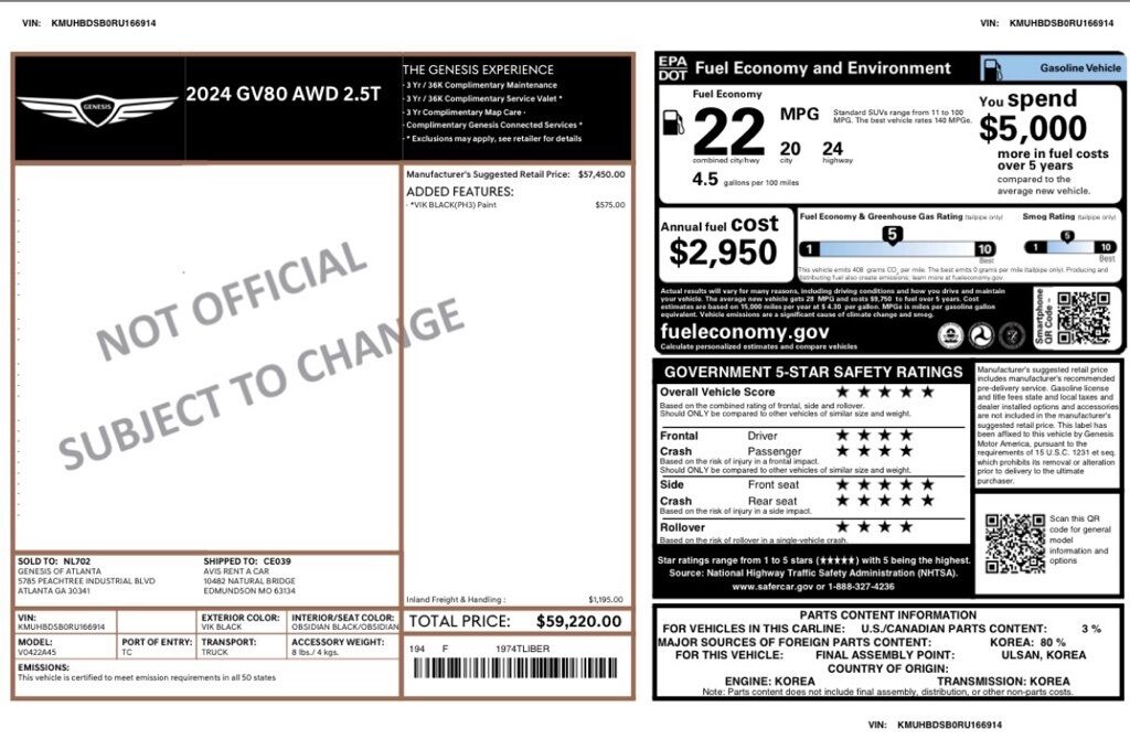 2024 Genesis GV80 2.5T Oklahoma City OK