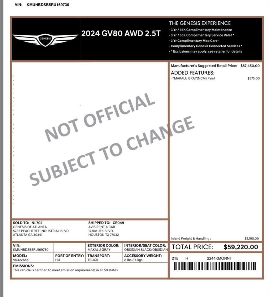 2024 Genesis GV80 2.5T Oklahoma City OK