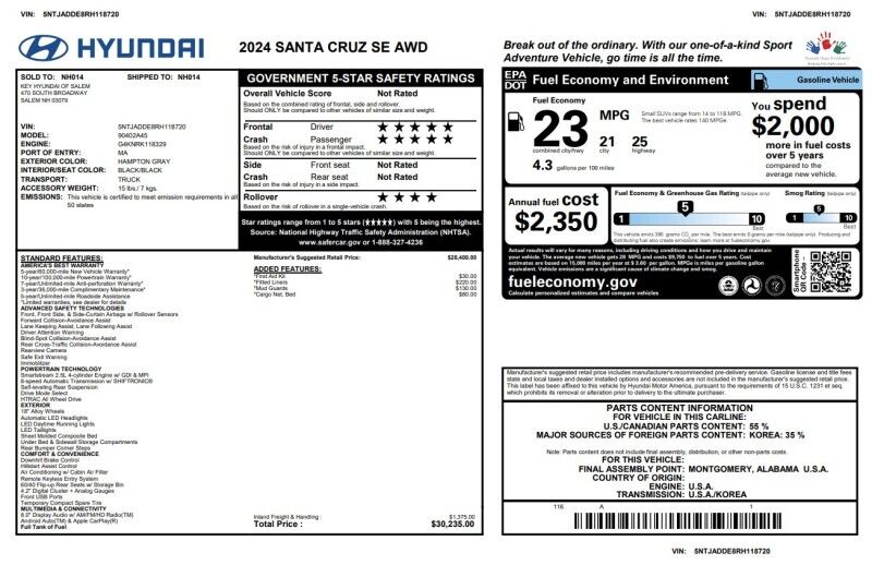 2024 Hyundai Santa Cruz SE - 1-OWNER - REGULAR OIL CHANGES Webster MA 2024 Hyundai Santa Cruz SE - 1-OWNER - REGULAR OIL CHANGES Webster MA