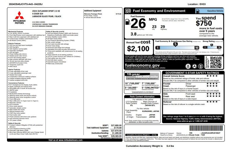 2024 Mitsubishi Outlander Sport SE Whitinsville MA 2024 Mitsubishi Outlander Sport SE Whitinsville MA
