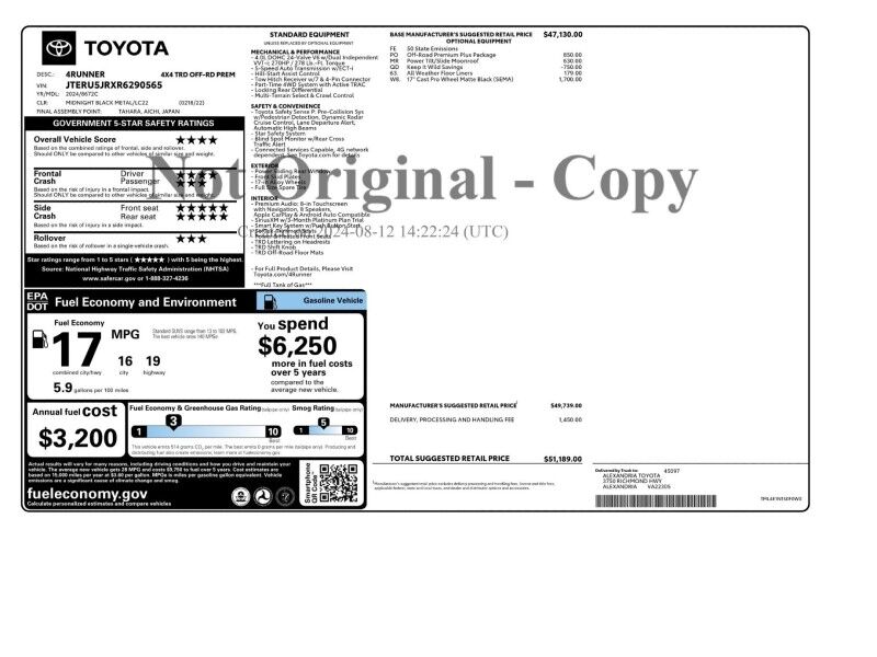 2024 Toyota 4Runner TRD Off-Road Premium 4WD 2024 Toyota 4Runner TRD Off-Road Premium 4WD