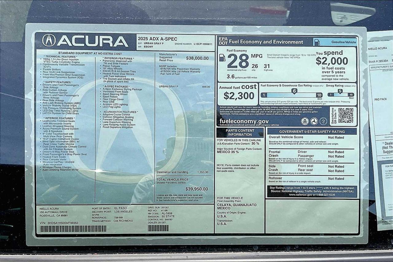 2025 Acura ADX w/A-Spec Package Roseville CA