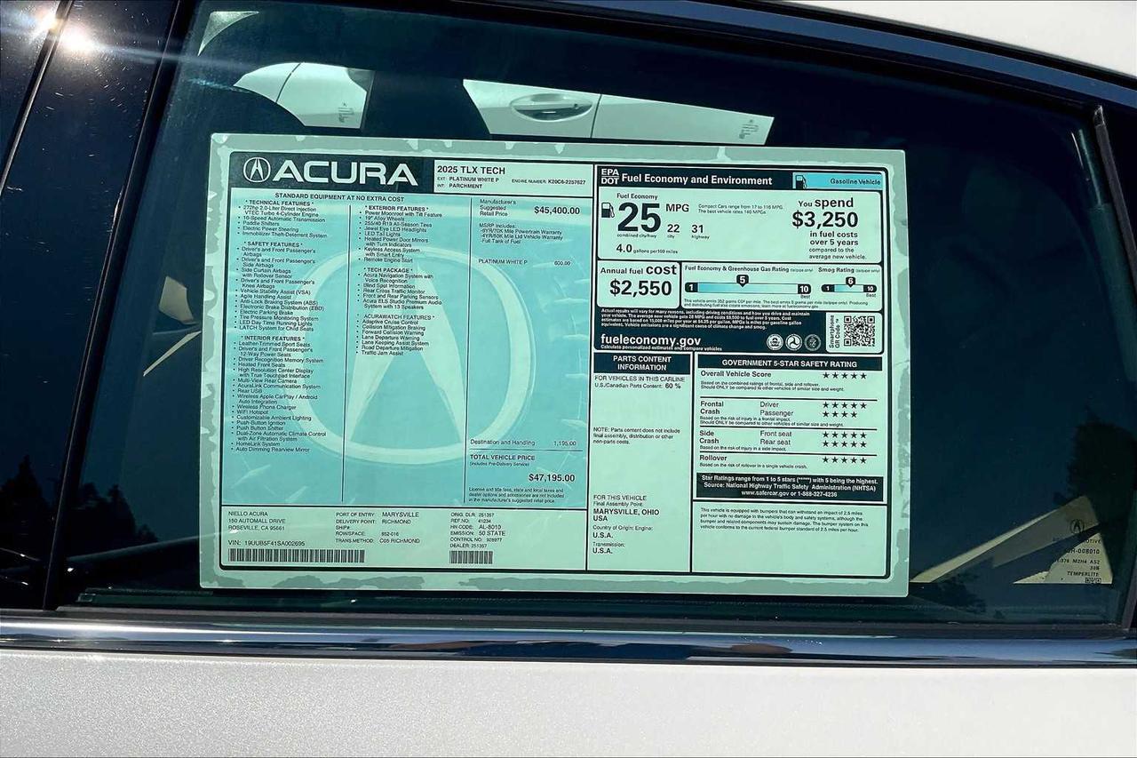 2025 Acura TLX w/Technology Package Roseville CA