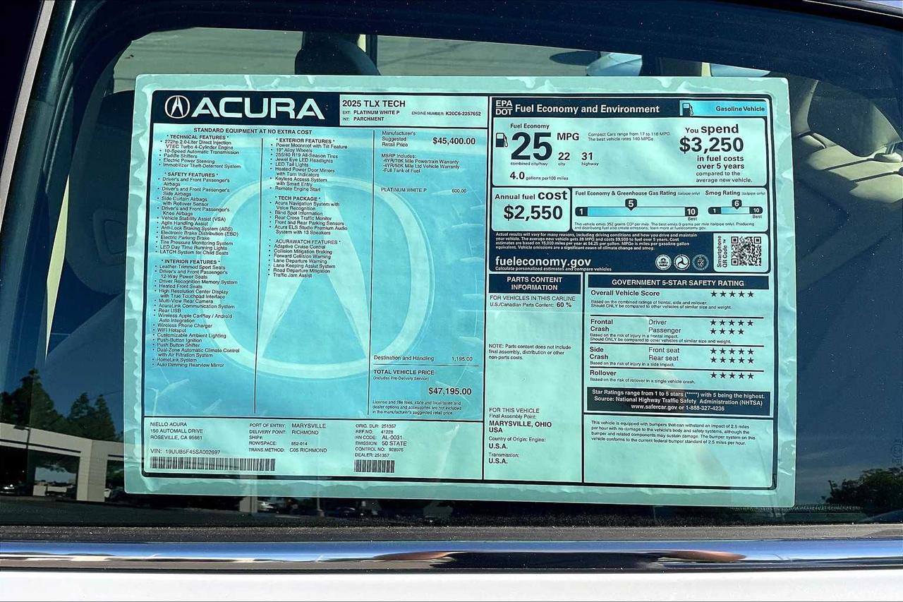 2025 Acura TLX w/Technology Package Roseville CA
