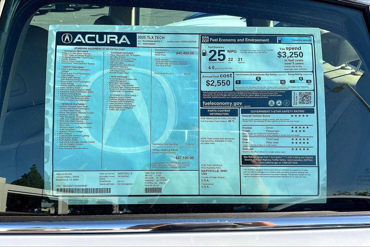 2025 Acura TLX w/Technology Package Roseville CA